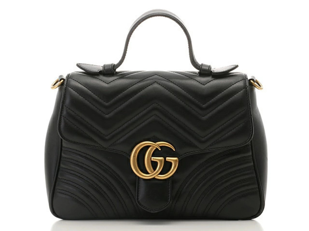 Gucci Shoulder Bag Black GG Marmont Quilted Leather